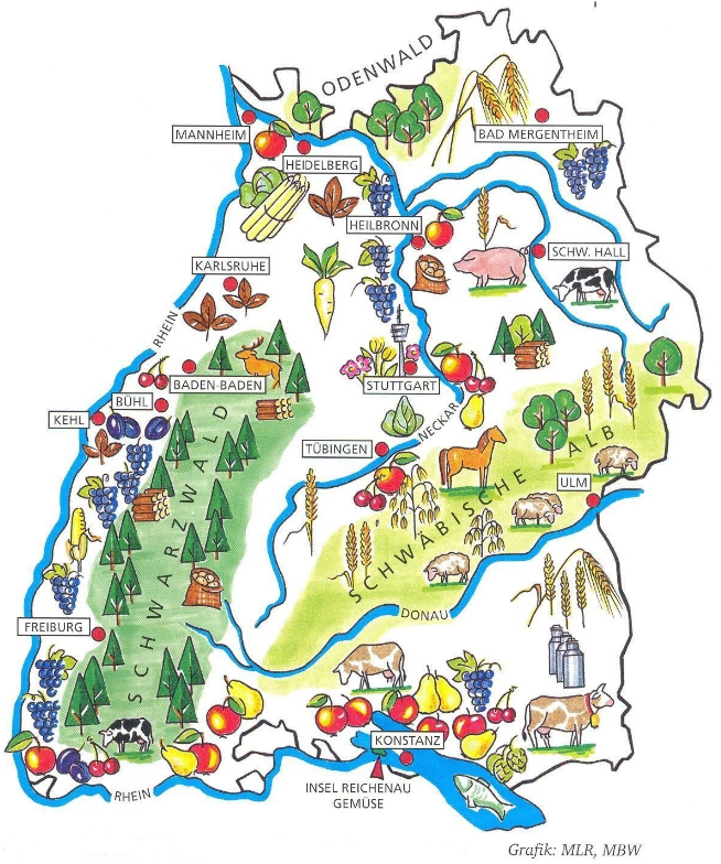 Bewirtschaftungsschwerpunkte in den verschiedenen Regionen Baden-Württembergs