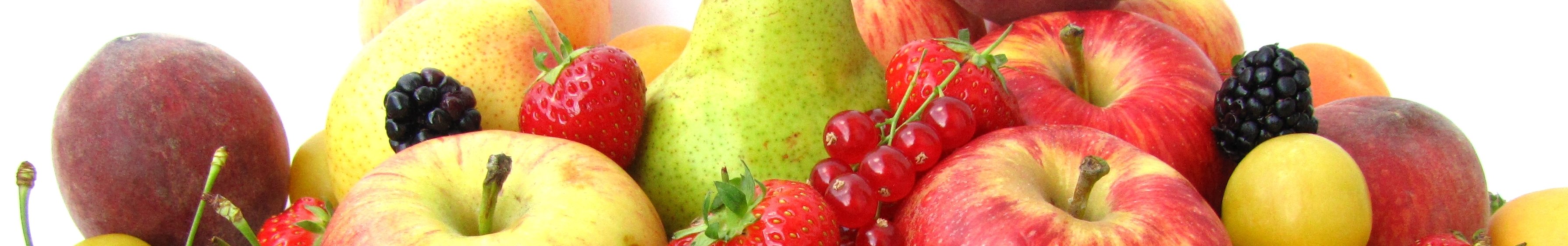 Obstteller mit vielen Früchten