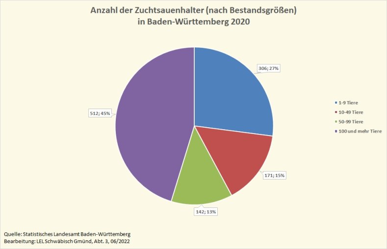 -	Die Grafik zeigt die Anzahl der Zuchtsauenhalter in Baden-W&uuml;rttemberg 2020, aufgeteilt nach Bestandsgr&ouml;&szlig;en